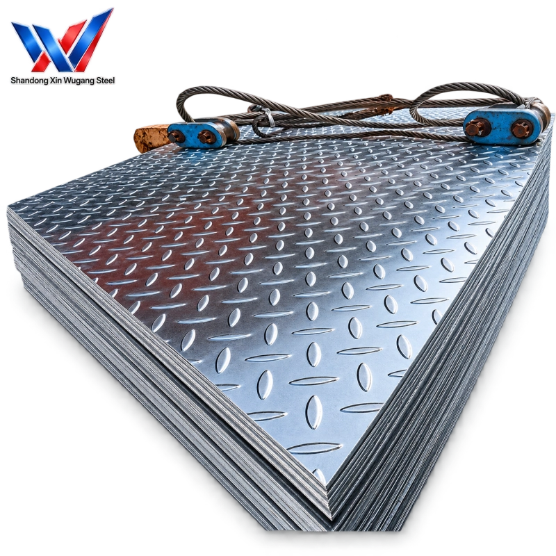 Q235B, Q355B, ASTM A36, S235JR, SS400 Lentil / Teardrop Pattern Checkered Tread Steel Plate