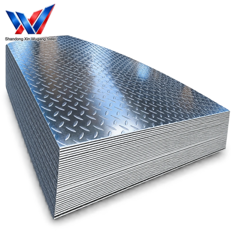 Q235B Q355B ASTM A36 S235JR SS400 5-Bar Willow Leaf Pattern Checkered Tread Steel Plate